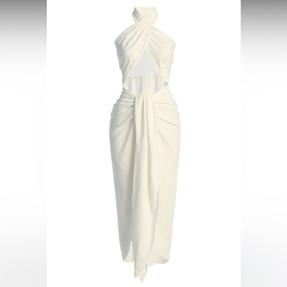 White Sahara Dress JLUXE LABEL. Size XL. Crossover halterneck neck dress. - Picture 7 of 10